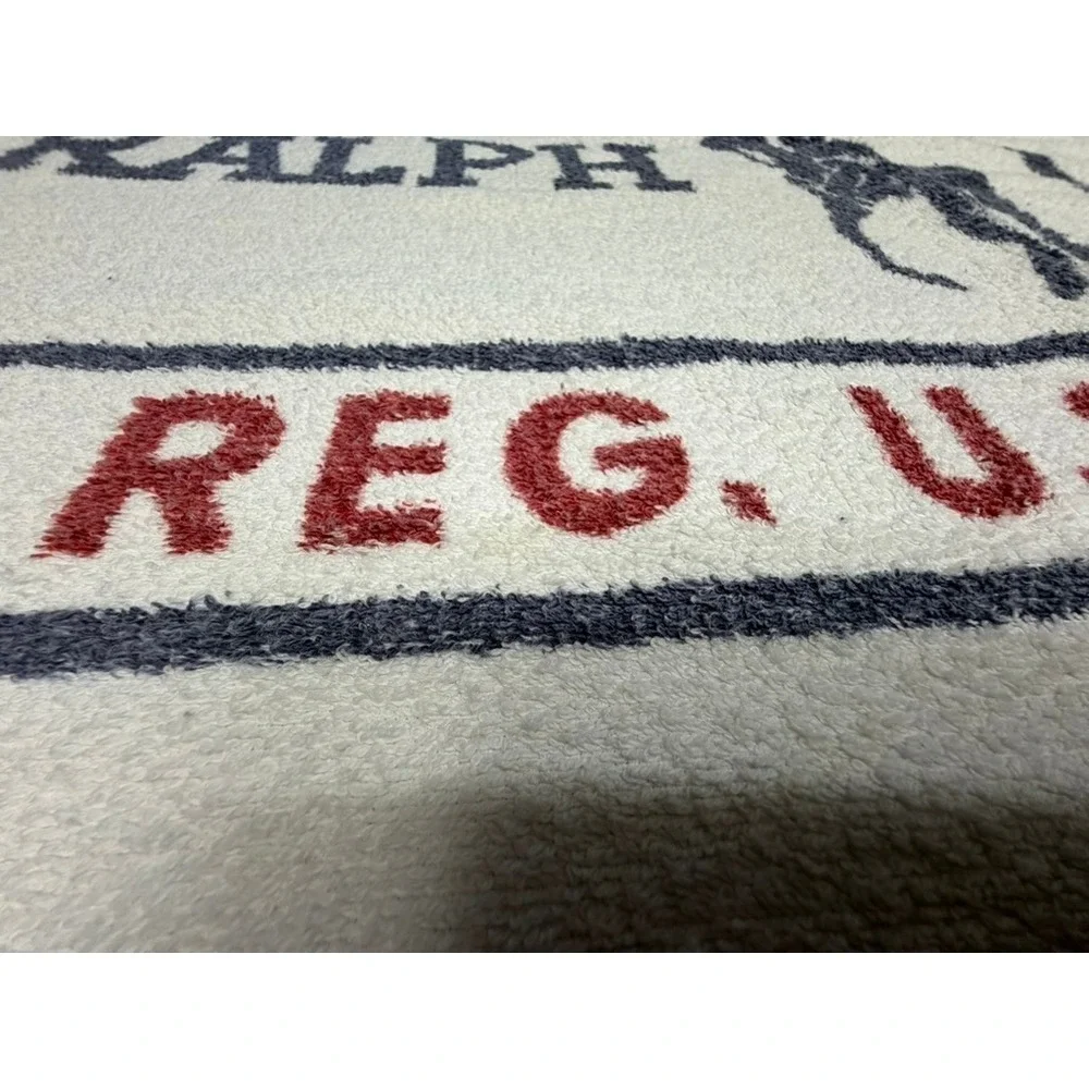 VTG Ralph Lauren Beach Towel Authentic Dungarees Cotton‎ Cream Navy 35